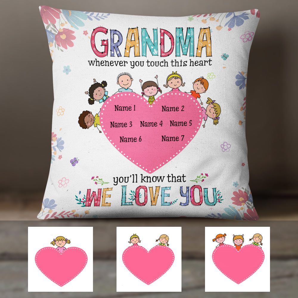 Grandma Whenever You Touch This Personalized Throw Pillow Cover