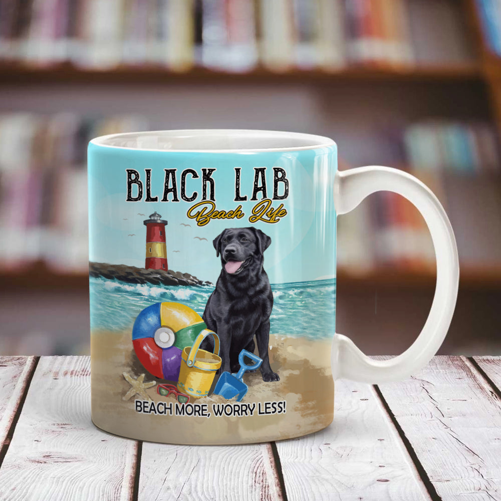 Black Labrador Retriever Dog Beach Life Mug MY131 73O57