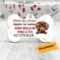 Personalized Dog Call My Mom Bone Chien French Bone Pet Tag AP91 30O34 thumb 1