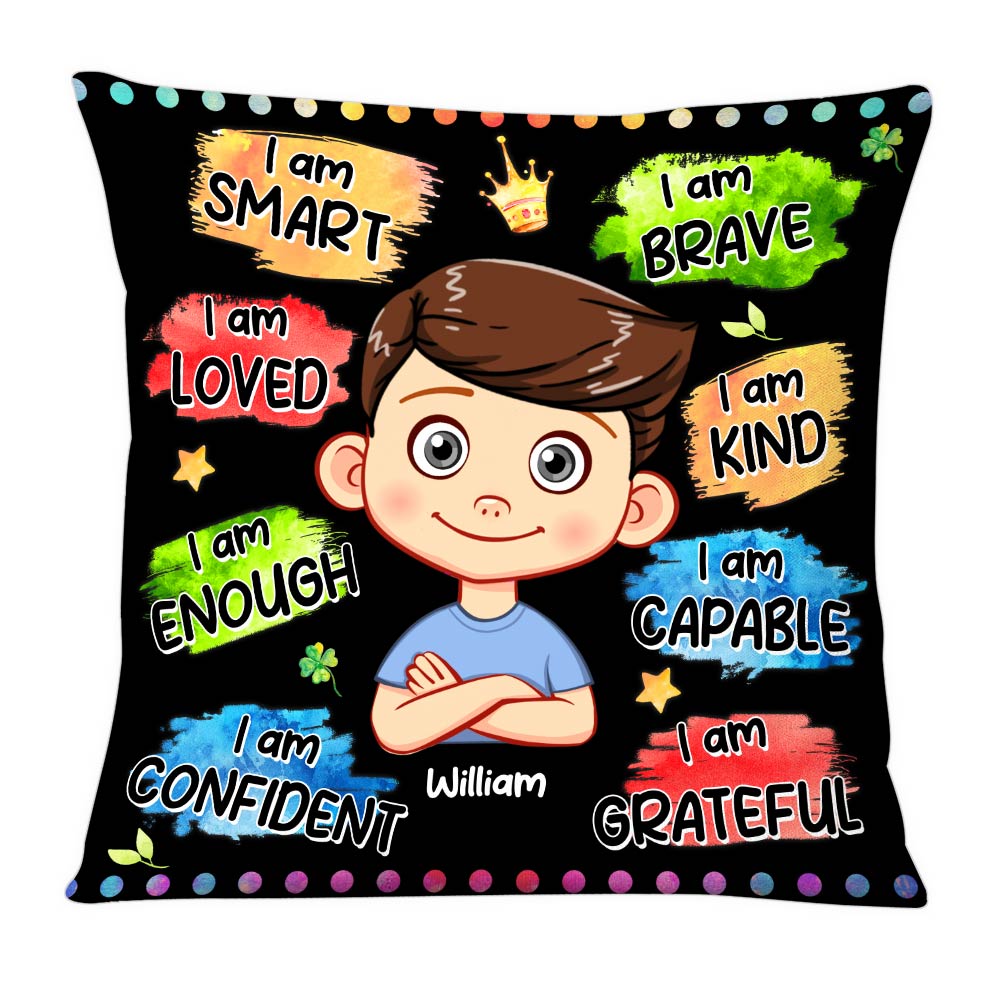 Personalized Gift For Grandson Watercolor Affirmation Pillow 31016 Primary Mockup