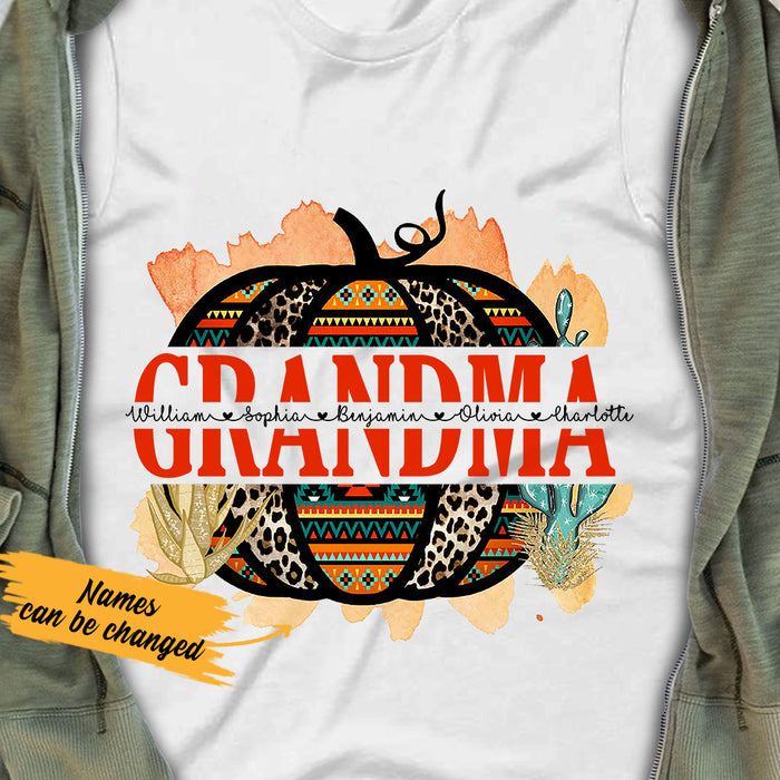 Personalized Fall Halloween Grandma Pumpkin T Shirt AG171 24O36 1