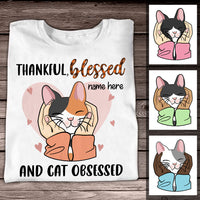Personalized Thankful Blessed Cat Obsessed  Fall T Shirt AG172 85O34 thumb 1