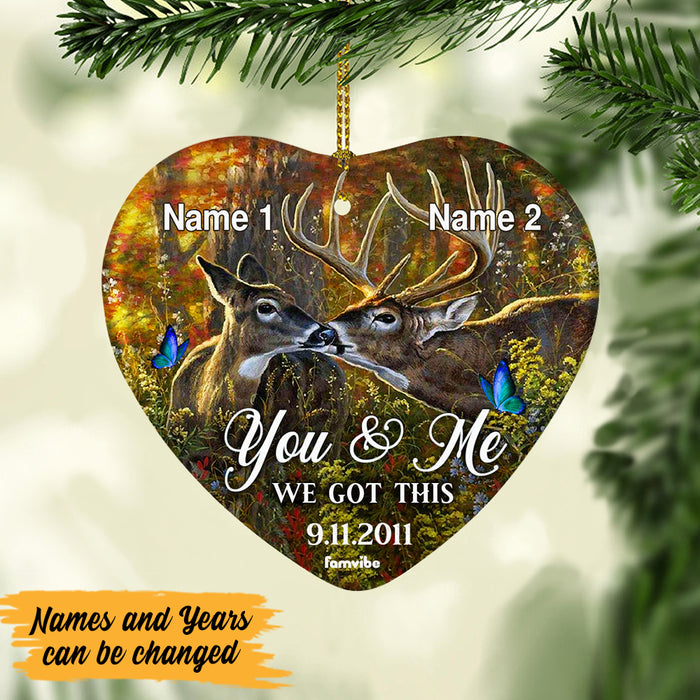 Personalized Deer Hunting Couple We Got This Heart Ornament AG171 73O57 1