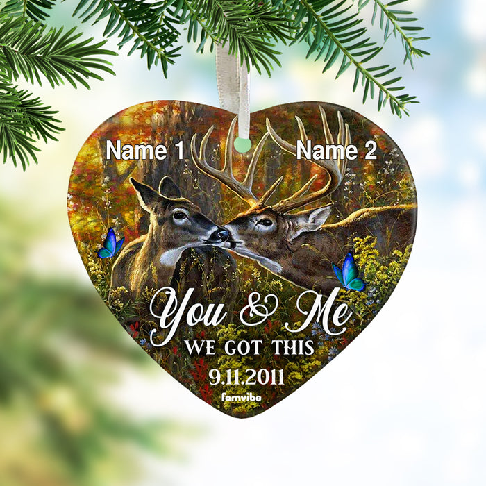 Personalized Deer Hunting Couple We Got This Heart Ornament AG171 73O57 1