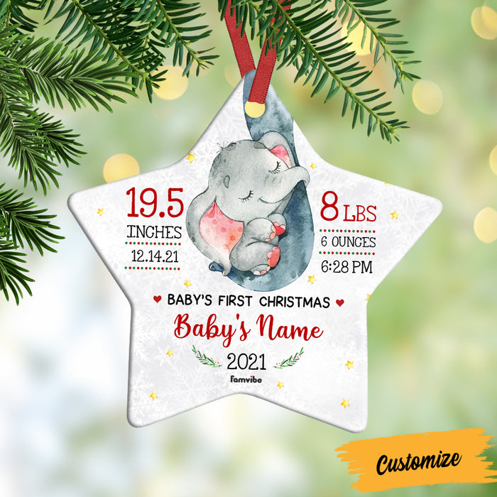 Personalized Elephant Baby First Christmas Star Ornament AG1711 67O57 1