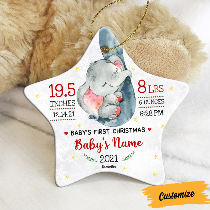 Personalized Elephant Baby First Christmas Star Ornament AG1711 67O57 1