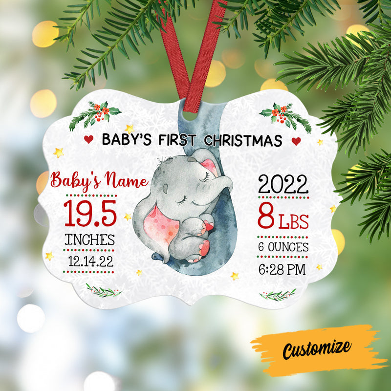 Personalized Elephant Baby First Christmas Benelux Ornament AG1711 67O57