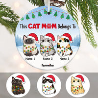 Personalized Christmas Cat Mom Belongs To Circle Ornament AG173 65O47 thumb 1
