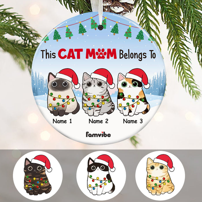 Personalized Christmas Cat Mom Belongs To Circle Ornament AG173 65O47 1