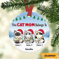 Personalized Christmas Cat Mom Belongs To Circle Ornament AG173 65O47 thumb 1