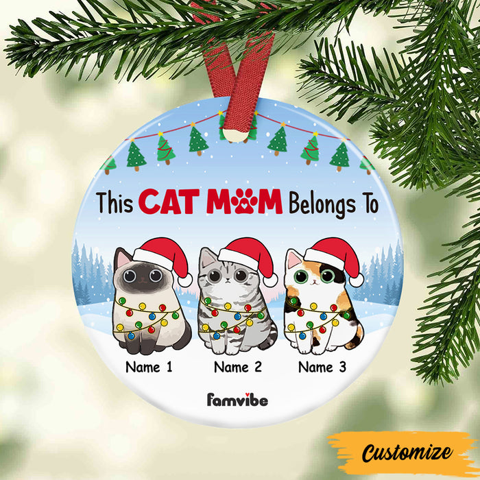 Personalized Christmas Cat Mom Belongs To Circle Ornament AG173 65O47 1