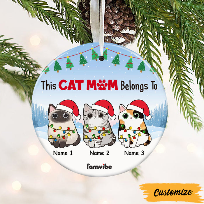 Personalized Christmas Cat Mom Belongs To Circle Ornament AG173 65O47 1