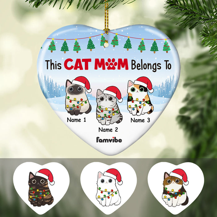 Personalized Christmas Cat Mom Belongs To Heart Ornament AG175 65O47 1