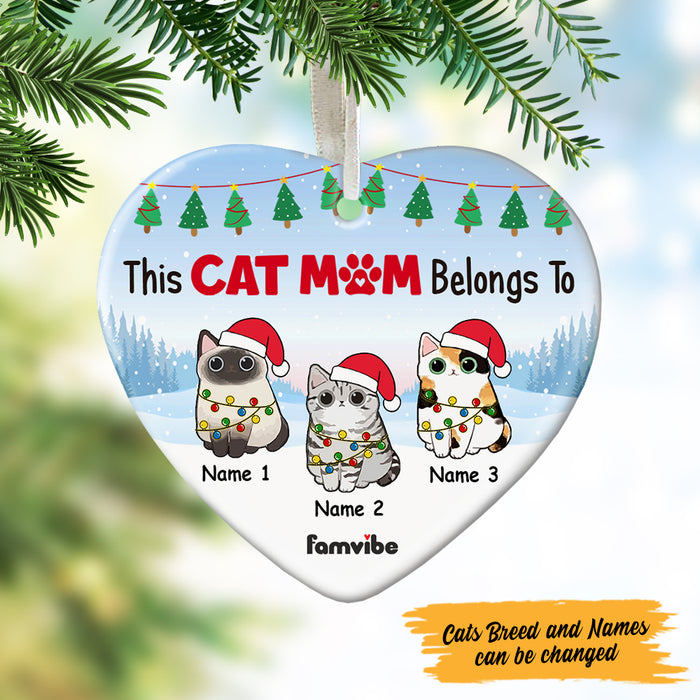 Personalized Christmas Cat Mom Belongs To Heart Ornament AG175 65O47 1