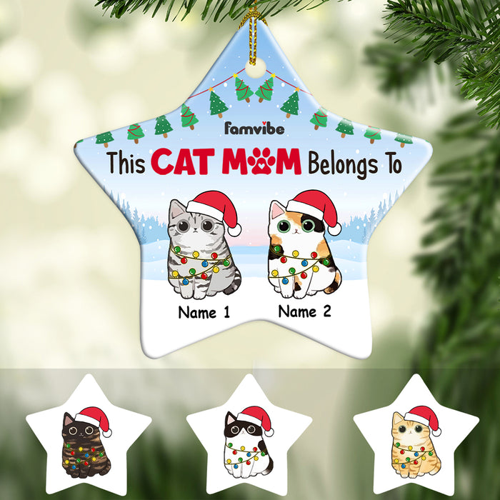 Personalized Christmas Cat Mom Belongs To Star Ornament AG172 65O47 1