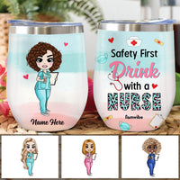 Personalized Nurse Safety First Wine Tumbler AG173 24O57 thumb 1