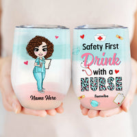 Personalized Nurse Safety First Wine Tumbler AG173 24O57 thumb 1