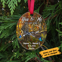 Personalized Deer Hunting Couple We Got This Oval Ornament AG182 73O57 thumb 1
