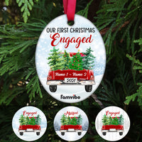 Personalized Couple First Christmas Red Truck Oval Ornament AG182 81O53 thumb 1