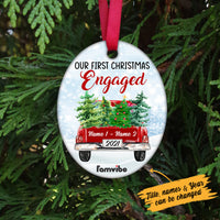 Personalized Couple First Christmas Red Truck Oval Ornament AG182 81O53 thumb 1