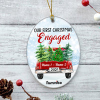 Personalized Couple First Christmas Red Truck Oval Ornament AG182 81O53 thumb 1