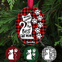 Personalized Cat Mom Christmas Oval Ornament AG187 85O53 thumb 1