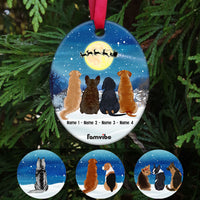 Personalized Dog Christmas Watching Santa Oval Ornament AG183 81O53 thumb 1