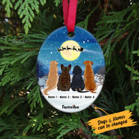 Personalized Dog Christmas Watching Santa Oval Ornament AG183 81O53 thumb 1