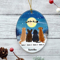 Personalized Dog Christmas Watching Santa Oval Ornament AG183 81O53 thumb 1