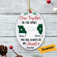 Personalized Long Distance Close Together Oval Ornament AG184 30O34 thumb 1