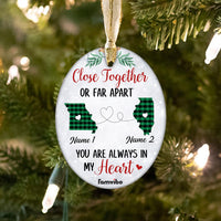 Personalized Long Distance Close Together Oval Ornament AG184 30O34 thumb 1