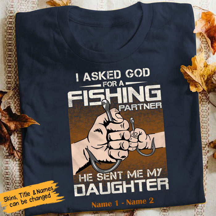 Father's Day 2021 Gift - Personalized Family Gift for Dad/Grandpa - Personalized Dad and Daughter Fishing Partners T Shirt AP201 65O57 Name Custom