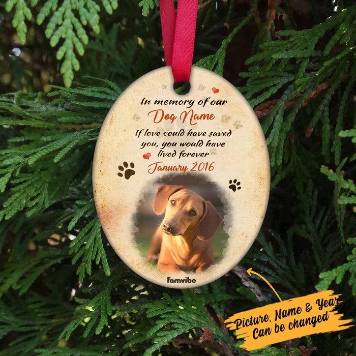 Personalized Dog Memo In Our Heart Oval Ornament AG183 95O57 1