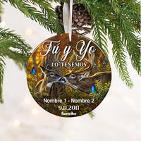 Personalized Deer Hunting Couple Pareja Spanish Circle Ornament AG191 73O57 thumb 1