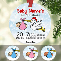 Personalized Baby First Christmas Stork Circle Ornament AG195 85O53 thumb 1