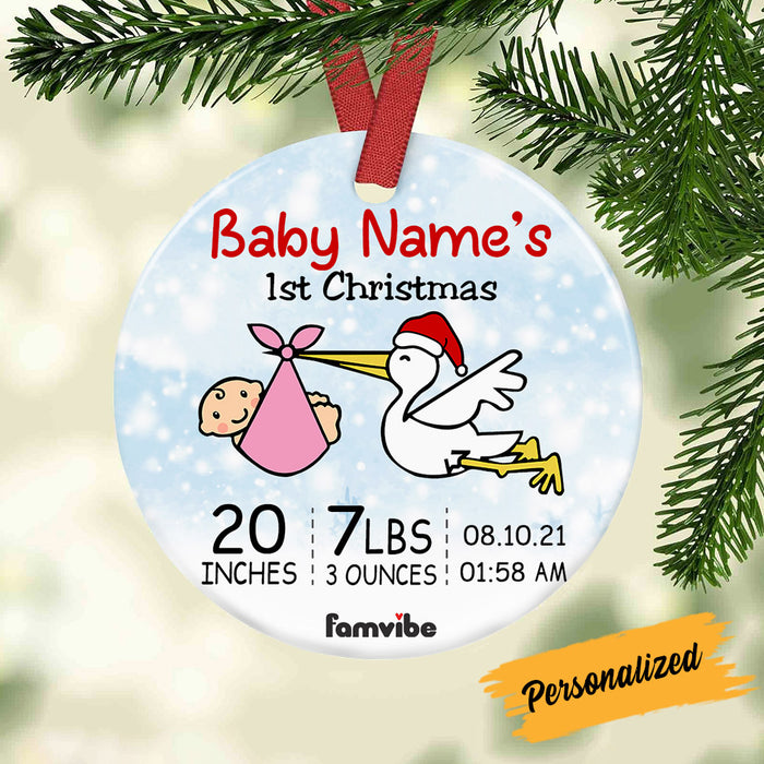 Personalized Baby First Christmas Stork Circle Ornament AG195 85O53 1