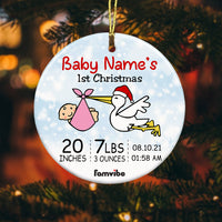 Personalized Baby First Christmas Stork Circle Ornament AG195 85O53 thumb 1
