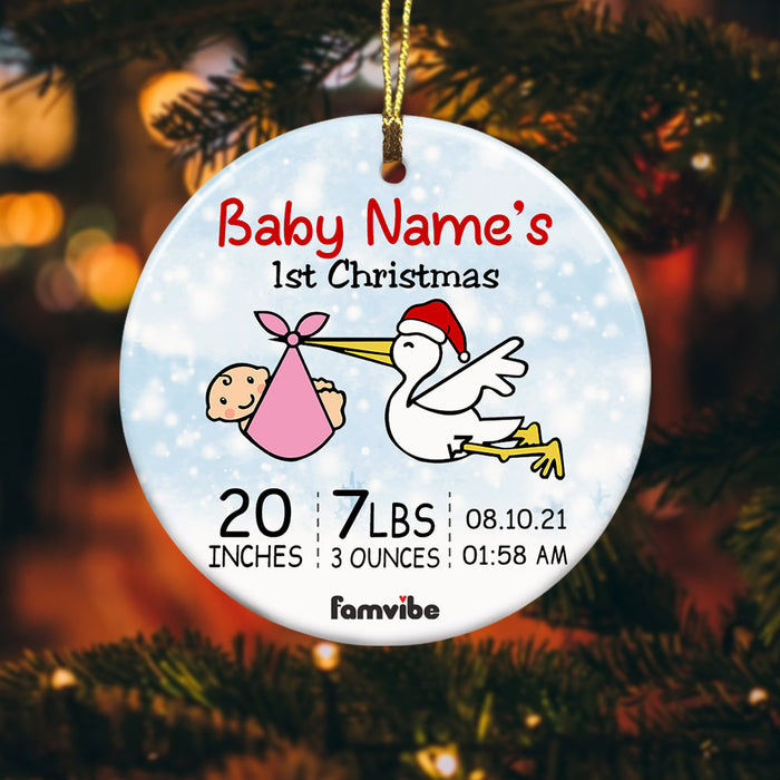 Personalized Baby First Christmas Stork Circle Ornament AG195 85O53 1