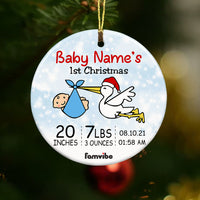 Personalized Baby First Christmas Stork Circle Ornament AG195 85O53 thumb 1