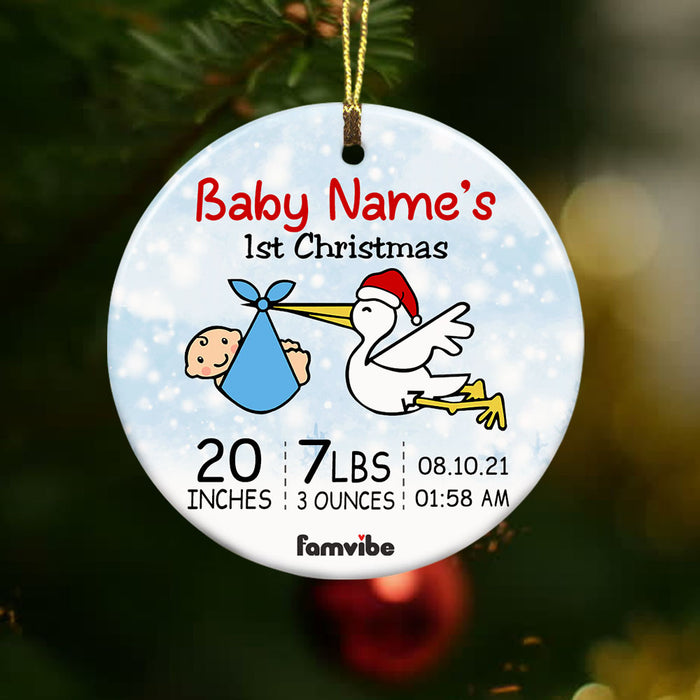 Personalized Baby First Christmas Stork Circle Ornament AG195 85O53 1