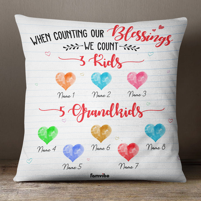 Personalized Mom Grandma Count Our Blessings Pillow AG194 95O36 (Insert Included) 1