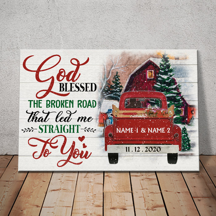 Personalized Red Truck Couple Christmas Poster AG201 87O36 1