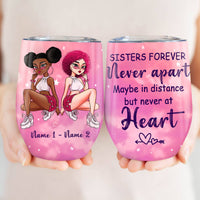 Personalized Friends Sister Close At Heart Wine Tumbler AG214 24O53 thumb 1
