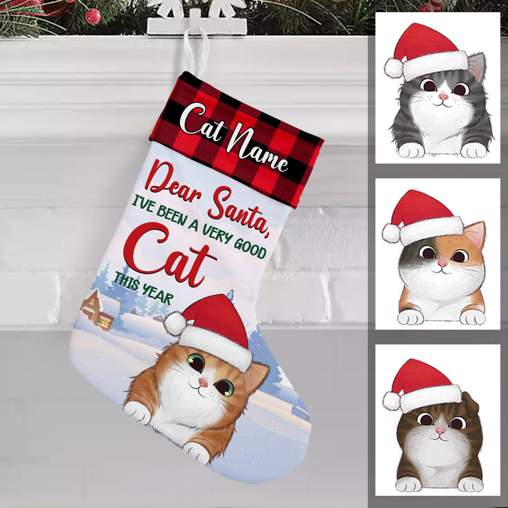 Personalized Santa Been Good This Year Cat Christmas Stocking SB102 85O36
