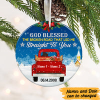 Personalized Couple Red Truck Christmas Circle Ornament AG243 87O47 thumb 1