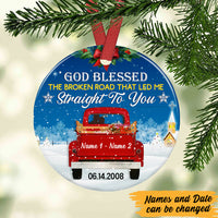 Personalized Couple Red Truck Christmas Circle Ornament AG243 87O47 thumb 1