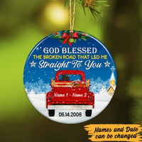 Personalized Couple Red Truck Christmas Circle Ornament AG243 87O47 thumb 1