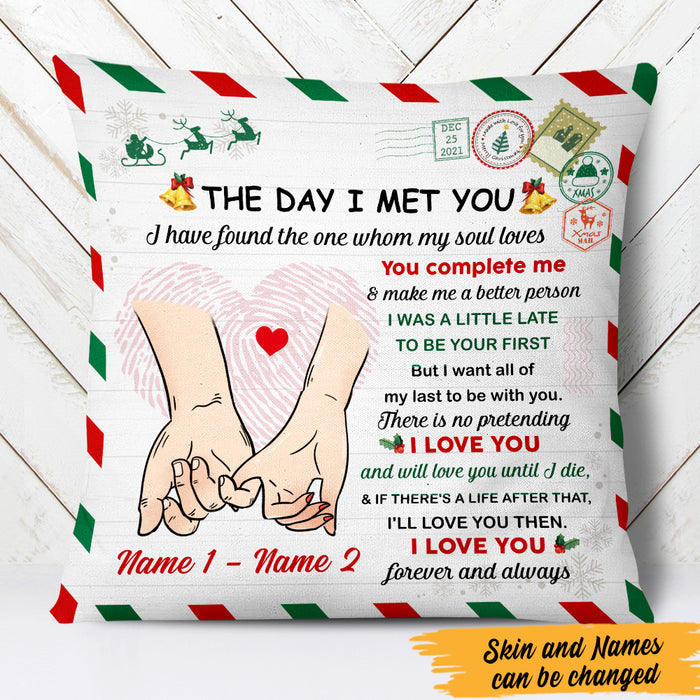 Personalized Couple The Day I Meet You Christmas Pillow AG242 67O47 (Insert Included) 1