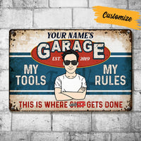 Personalized Dad Garage Man Cave Metal Sign DB278 87O53 thumb 1