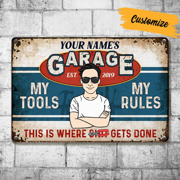 Personalized Dad Garage Man Cave Metal Sign DB278 87O53 1